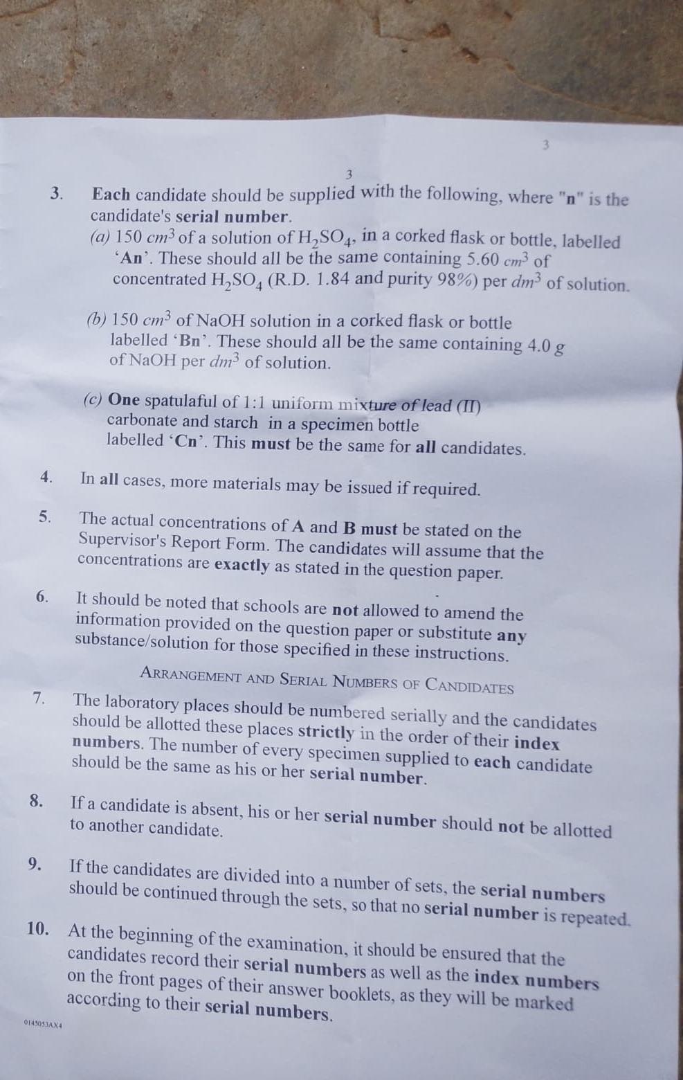 WAEC 2026 Chemistry Practical Instruction 3